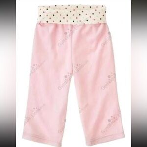 Gymboree velour light pink pull on fold over waist yoga pants polka dot 2 3 3T